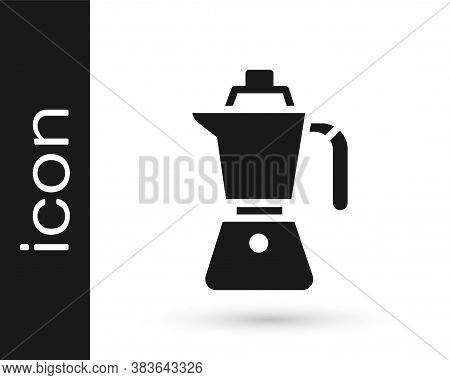 Black Coffee Maker Moca Pot Icon Isolated On White Background. Vector