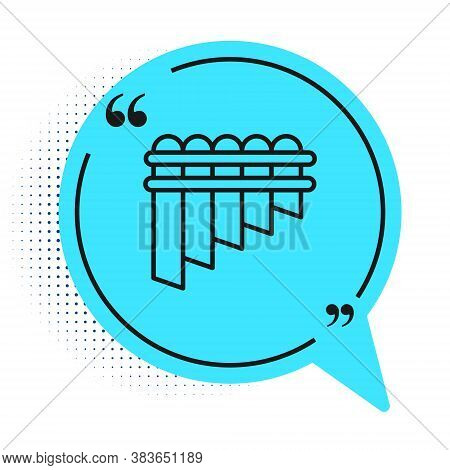 Black Line Pan Flute Icon Isolated On White Background. Traditional Peruvian Musical Instrument. Zam