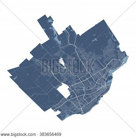 Quebec Map. Detailed Vector Map Of Quebec City Administrative Area. Cityscape Poster Metropolitan Ar