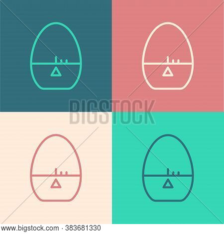 Pop Art Line Kitchen Timer Icon Isolated On Color Background. Egg Timer. Cooking Utensil. Vector
