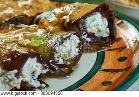 Eggplant Rollatini, Eggplant Roll-up That's Filled With Cheese And Covered In Spaghetti Sauce, Israe