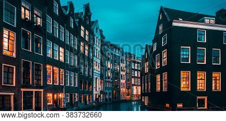 Famous View In Amsterdam, Holland, Special Photographic Processing