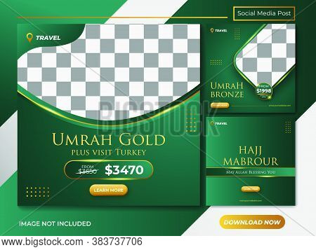 Luxury Islamic Umrah And Hajj Social Media Post Template Design