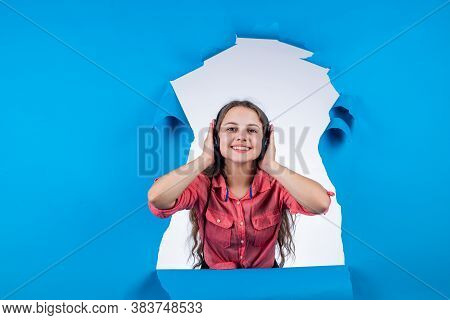 Its Too Loud. Teen Child Listen To Music. Kid Listening Ebook. Concept Of Elearning. Education Onlin