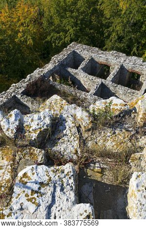 Babice, Poland - October 6, 2018 : Lipowiec Castle, Ruins Of The 13th Century Krakow Bishops Castle 