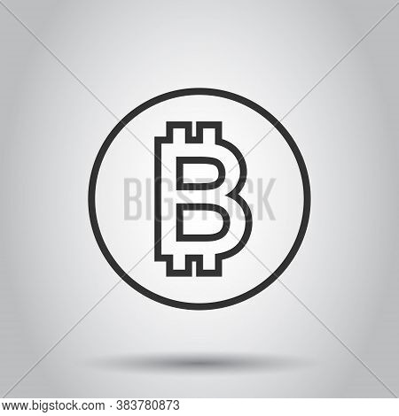 Bitcoin Icon In Flat Style. Blockchain Vector Illustration On White Isolated Background. Cryptocurre