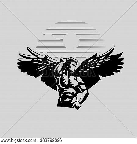 A Man Is An Angel With Wings, Stroking His Hair, The Second Hand On His Belt.