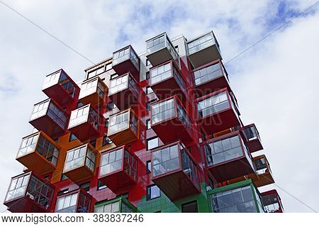 Ornskoldsvik, Norrland Sweden - July 10, 2020: Modern High-rise Building In The Center