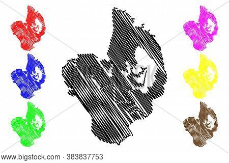 Srinagar City (republic Of India, Jammu And Kashmir State) Map Vector Illustration, Scribble Sketch 