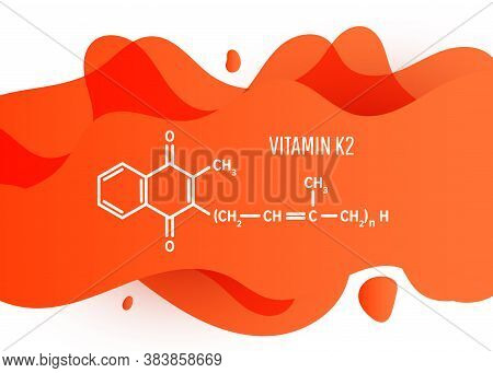 Vitamin K2 Structural Chemical Formula With A Orange Liquid Fluid Gradient Shape With Copy Space On 