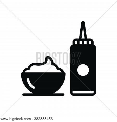 Black Solid Icon For Sauce Spice Jar Flavor Ketchup Gravy Relish Dip Sour Cream Bowl Container Desse
