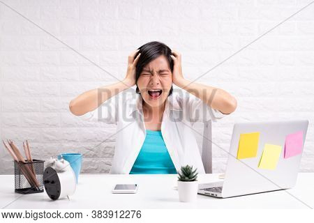 Angry Woman Screaming At Office
