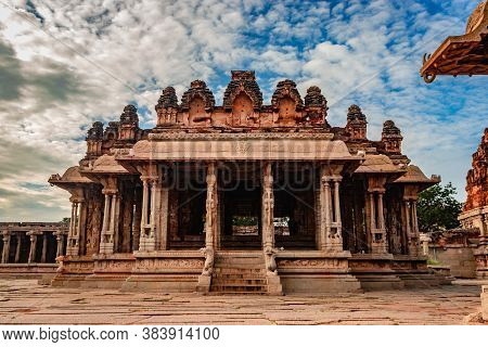 Vithala Temple Hampi Ruins Antique Stone Art From Unique Angle Image Is Taken At Hampi Karnataka Ind
