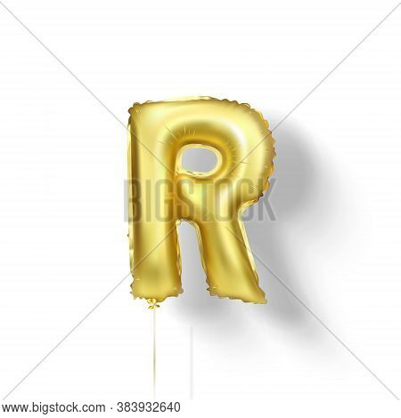 Golden Balloons Letters From Foil. Vector Elements