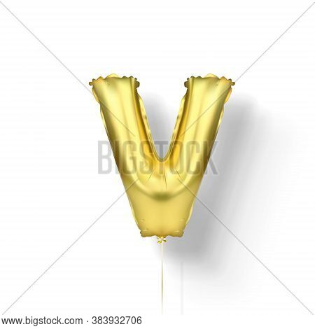 Golden Balloons Letters From Foil. Vector Elements