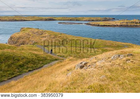 View Of The Hvammsfjordur Coast In Stykkisholmur, Small Town In Western Iceland.