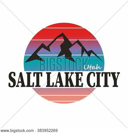 Salt Lake City Mountain Logo Vector , Mountain City Logo, Design Vector Logo