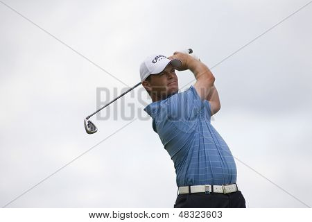 LOCH LOMOND, SCOTLAND - JUL 09 2009; Loch Lomond Scotland; David Drysdale (GBR) competing in the first round of the PGA European Tour Barclays Scottish Open golf tournament. 