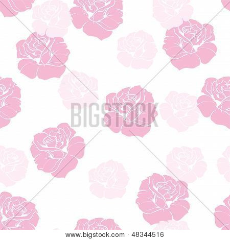 Nahtloser Vektor florales Muster mit Rosen auf weißem Hintergrund und süßen Candy pink