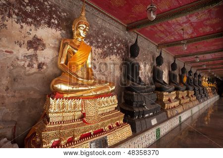 Golden Buddha At Corridor at Wat Suthat