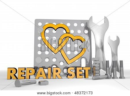 3D Render Of A Coltish Two Hearts Icon Repair Set