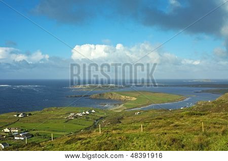 Irish landscape at sunset - dingle peninsula