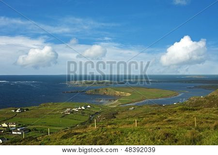 Irish landscape at sunset - dingle peninsula