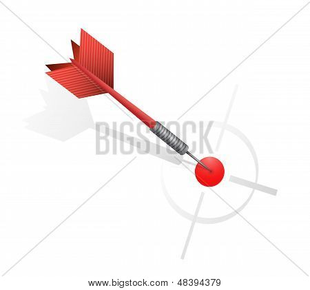 Red Dart Hitting The Target. Illustration Design