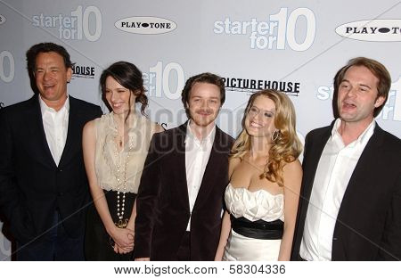 Tom Hanks, Rebecca Hall, James McAvoy, Alice Eve and Tom Vaughan at the Los Angeles premiere of 