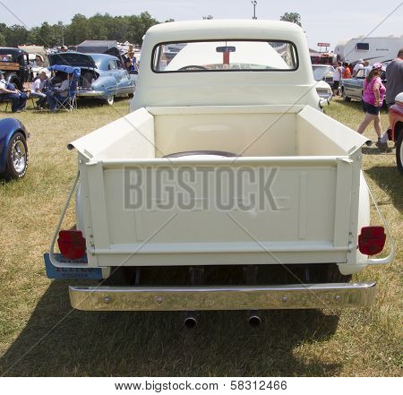 1956 Ford F-100 White Truck Rear View