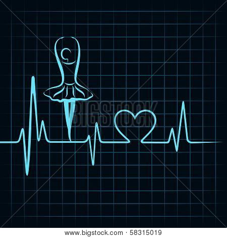 heartbeat make a dancing girl and heart symbol