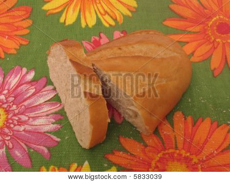Bread on flowered fabric