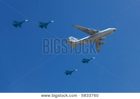 空に飛行機