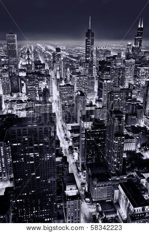 Aerial view of Chicago downtown