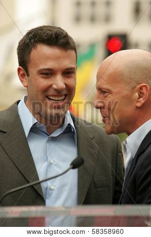 Ben Affleck and Bruce Willis at the Ceremony honoring Bruce Willis with the 2,321st star on the Hollywood Walk of Fame. Hollywood Boulevard, Hollywood, CA. 10-16-06