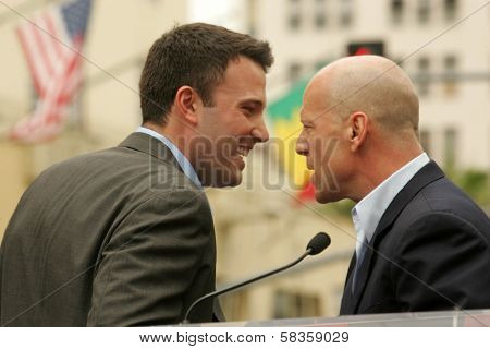 Ben Affleck and Bruce Willis at the Ceremony honoring Bruce Willis with the 2,321st star on the Hollywood Walk of Fame. Hollywood Boulevard, Hollywood, CA. 10-16-06