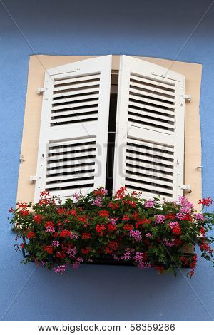 Window of a house in Eguisheim Alsace France