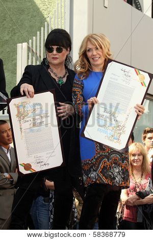 Ann Wilson, Nancy Wilson at the induction ceremony for Heart into the Hollywood Walk of Fame, Hollywood, CA 09-25-12