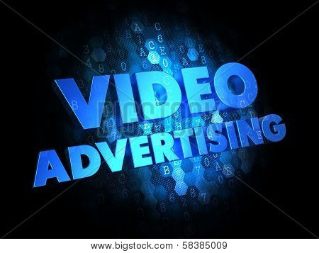 Video Advertising on Digital Background.