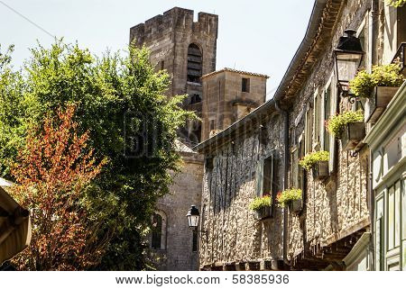 Ancient House In The Medieval City Of Carcassone, Southern France