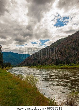 Wide Mountain River Cuts A Valley - Clark Fork River Montana Usa