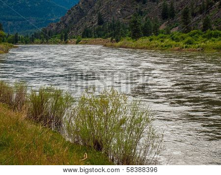 Wide Mountain River Cuts A Valley - Clark Fork River Montana Usa