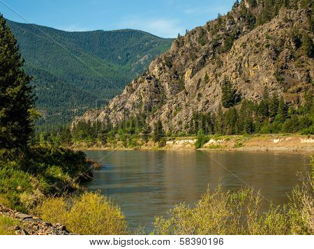 Wide Mountain River Cuts A Valley - Clark Fork River Montana Usa