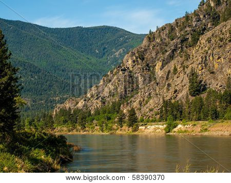 Wide Mountain River Cuts A Valley - Clark Fork River Montana Usa