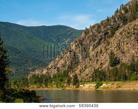 Wide Mountain River Cuts A Valley - Clark Fork River Montana Usa