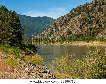 Wide Mountain River Cuts A Valley - Clark Fork River Montana Usa