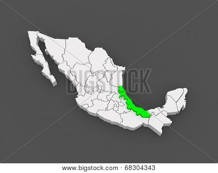 Map of Veracruz. Mexico. 3d