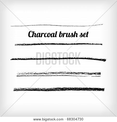 Hand drawn charcoal brush set. Scalable grunge vector
