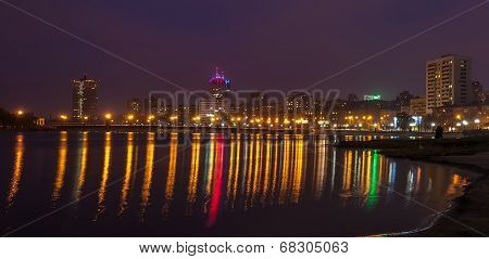 Evening shot of promenade in Donetsk.