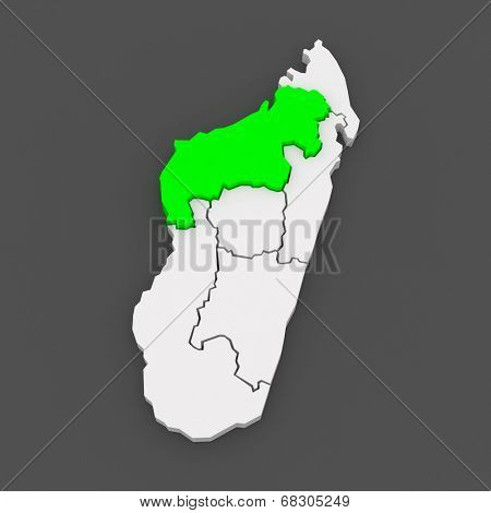 Map of Mahajanga. Madagascar. 3d
